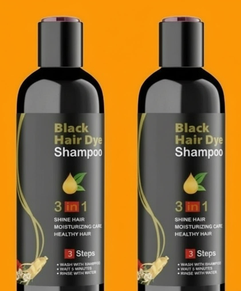 Unisex Instant Black Herbal Hair Dye Shampoo for Grey Hair Coverage 3 in 1(Pack of 2)
