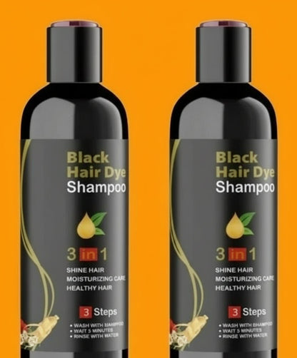 Unisex Instant Black Herbal Hair Dye Shampoo for Grey Hair Coverage 3 in 1(Pack of 2)